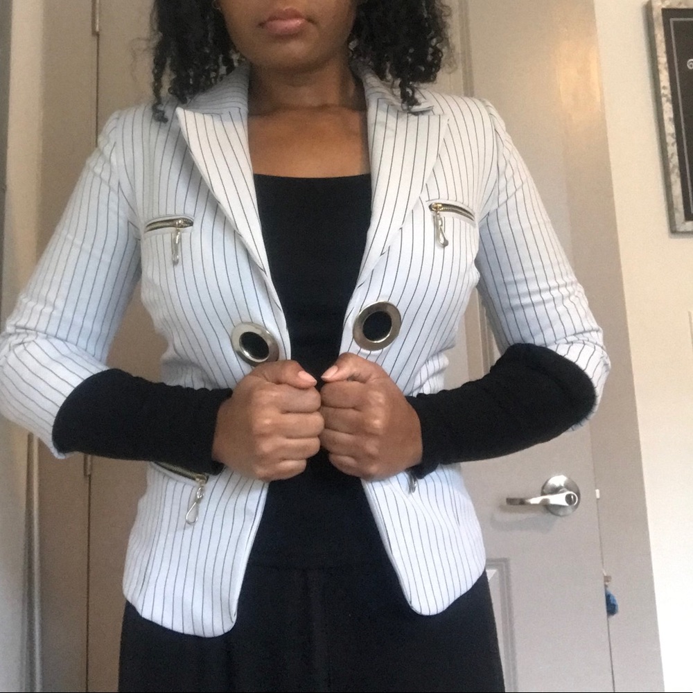 White Blazer w/ Black Pinstripes